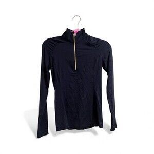 Lilly Pulitzer XS ONYX WITH A BLUE JUSTINE PULLOVER Half Zip Luxletic UPF50+ NWT